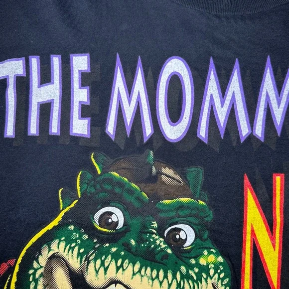 Vintage 90s Dinosaurs T Shirt Not‎ The Momma Rare Single Stitch Black SSI Large